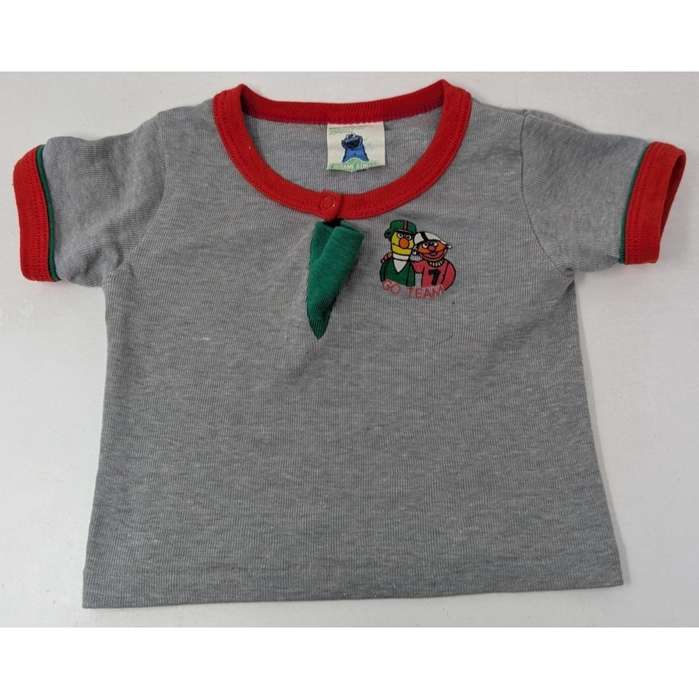 JC Penney Sesame Street Muppets Bert Ernie Football Baby Shirt Size S VTG 80s